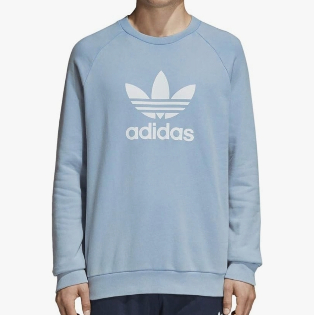 Adidas Orginals Trefoil Warm-Up Crew Neck Sweatshirt, Ash Blue